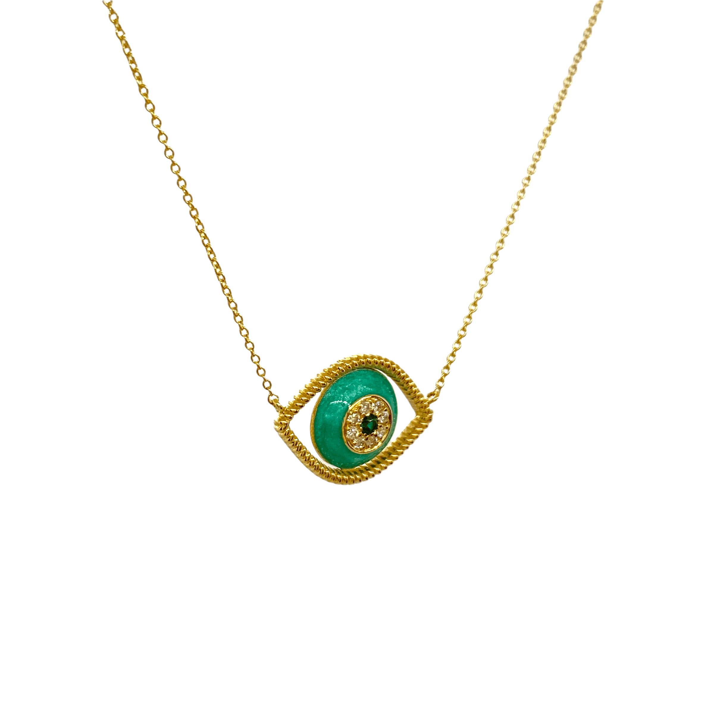 Turquoise enameled eye necklace — Melina Fachidis (4)