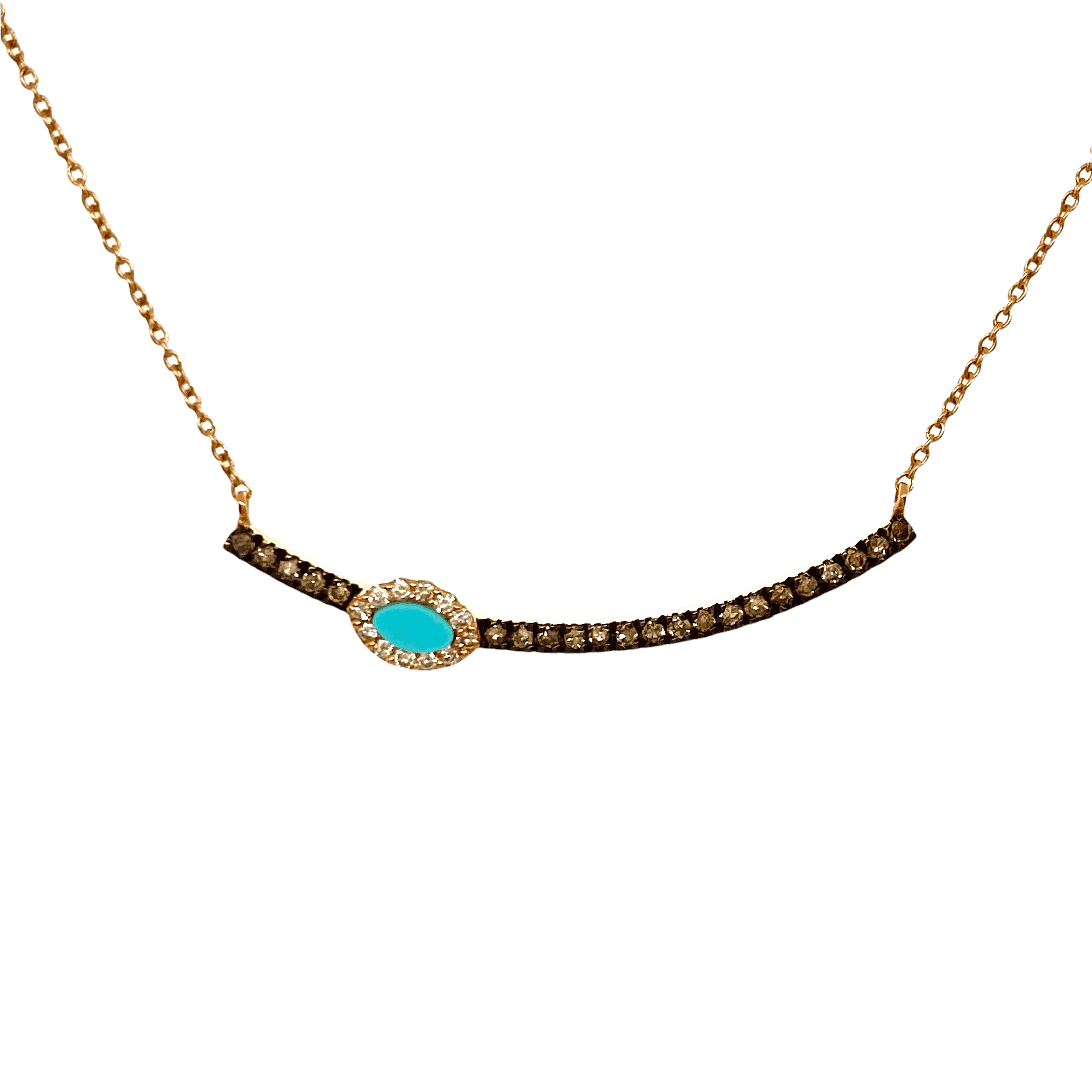 Line bar necklace with diamonds and turquoise — Melina Fachidis