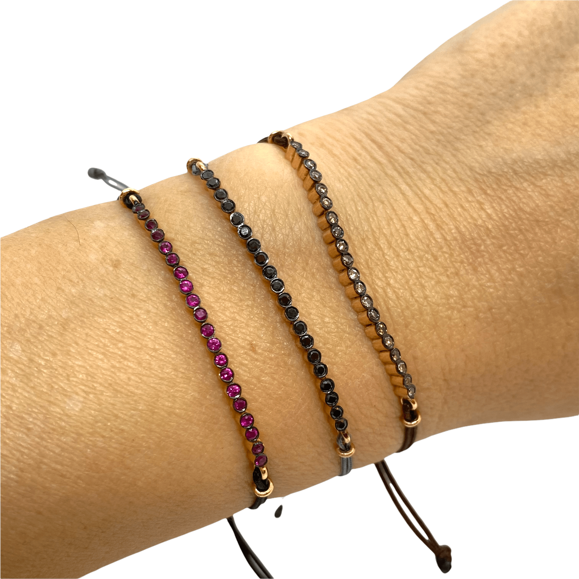 Ruby half tennis bracelet with cord — Melina Fachidis (5)