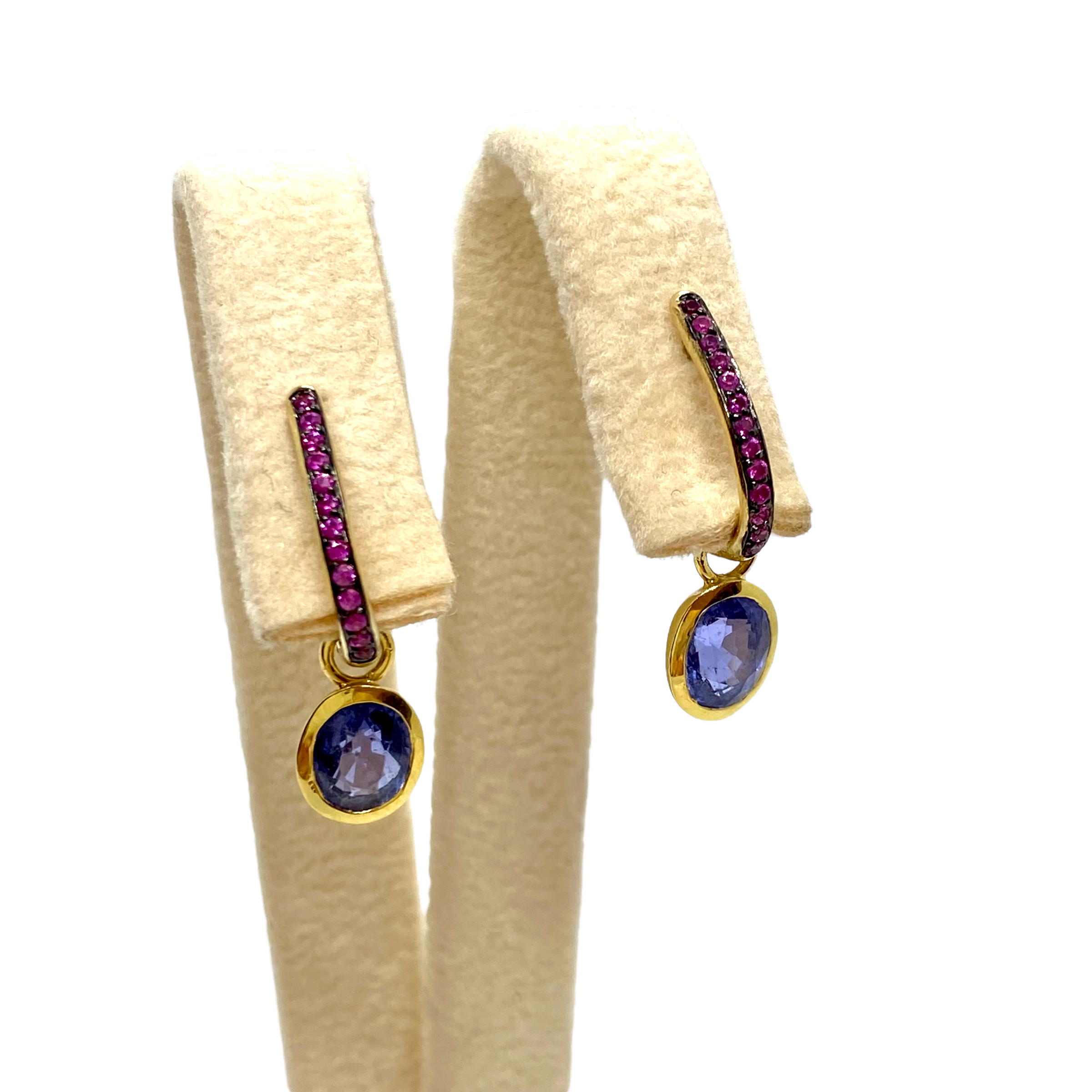 Tanzanite drops on ruby hoops — Melina Fachidis (3)