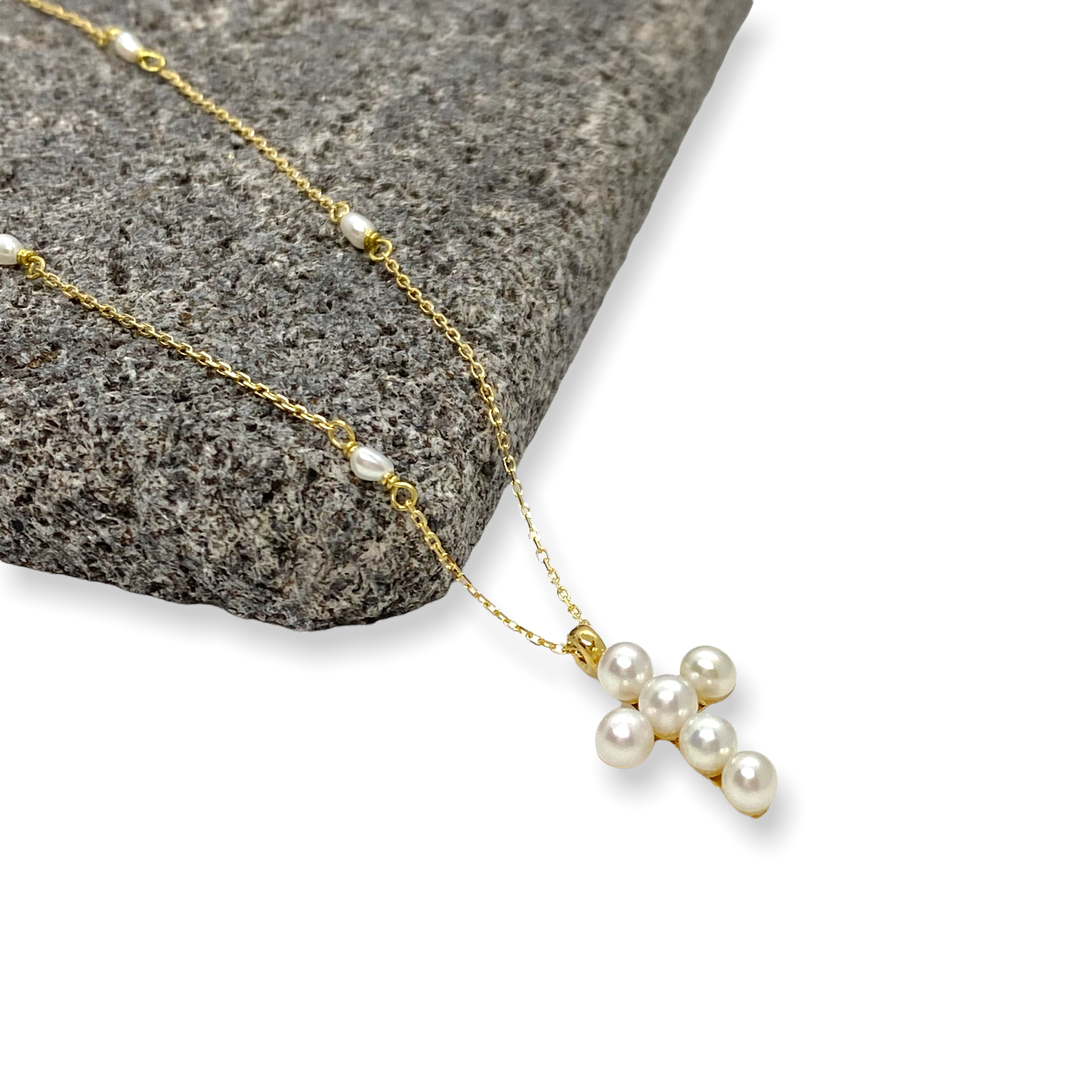 18K pearl cross necklace — Melina Fachidis (4)