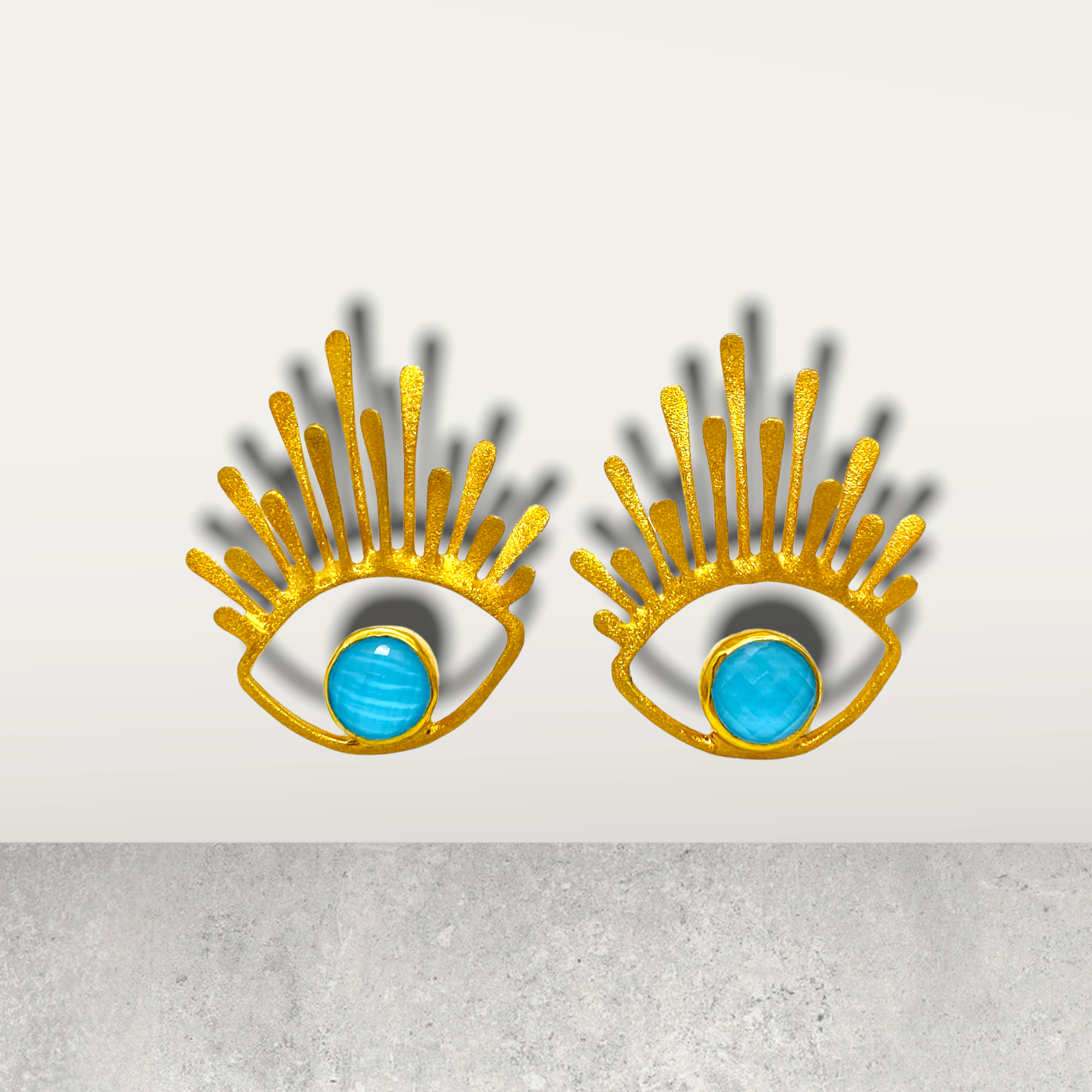 Turquoise eye earrings with rays — Melina Fachidis (2)