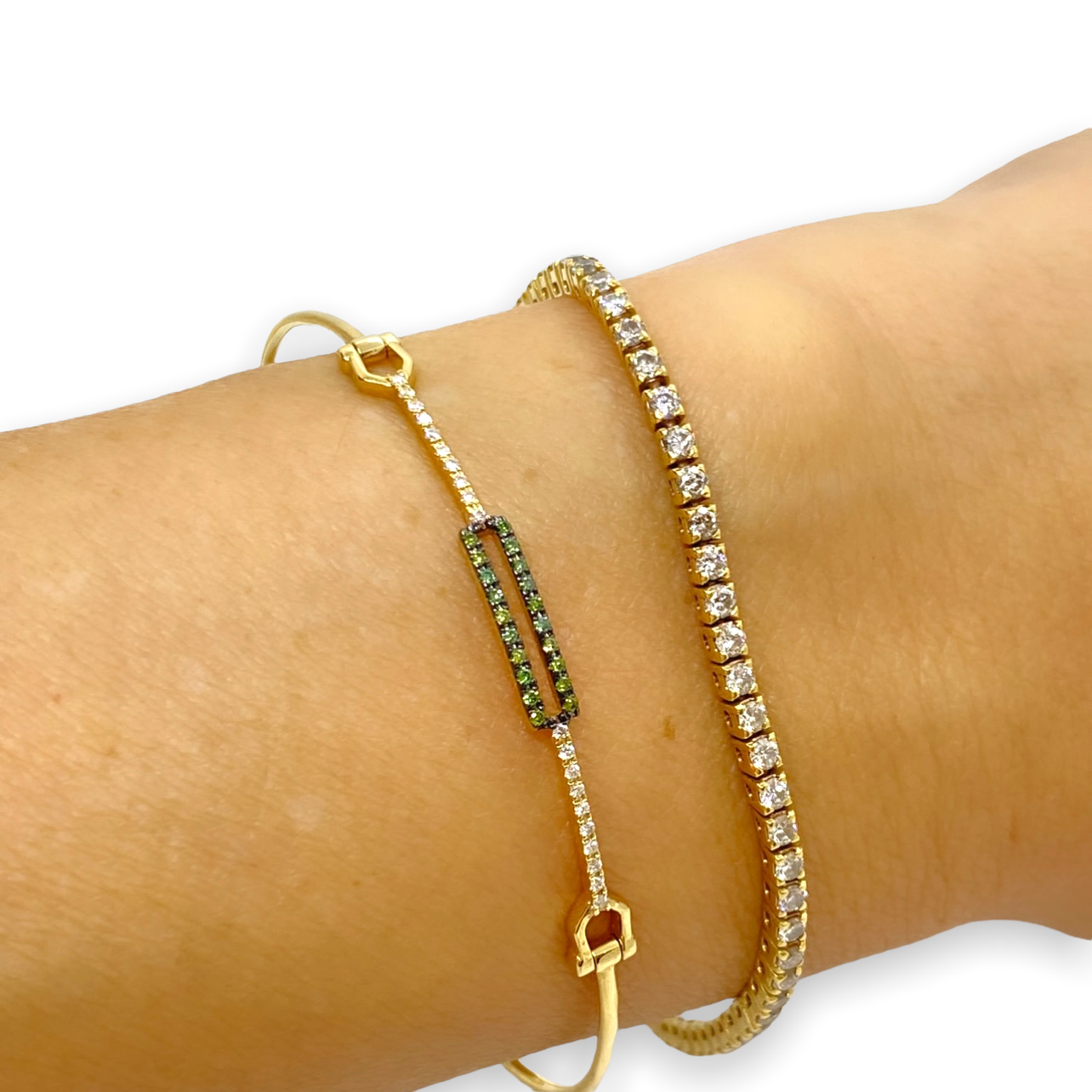 Green diamond cuff bracelet — Melina Fachidis (4)