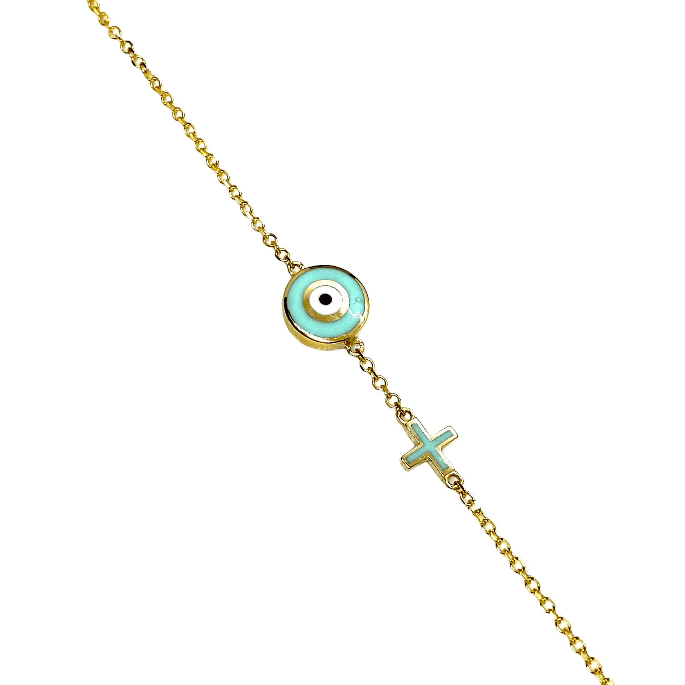 Round turquoise enameled eye bracelet — Melina Fachidis (5)