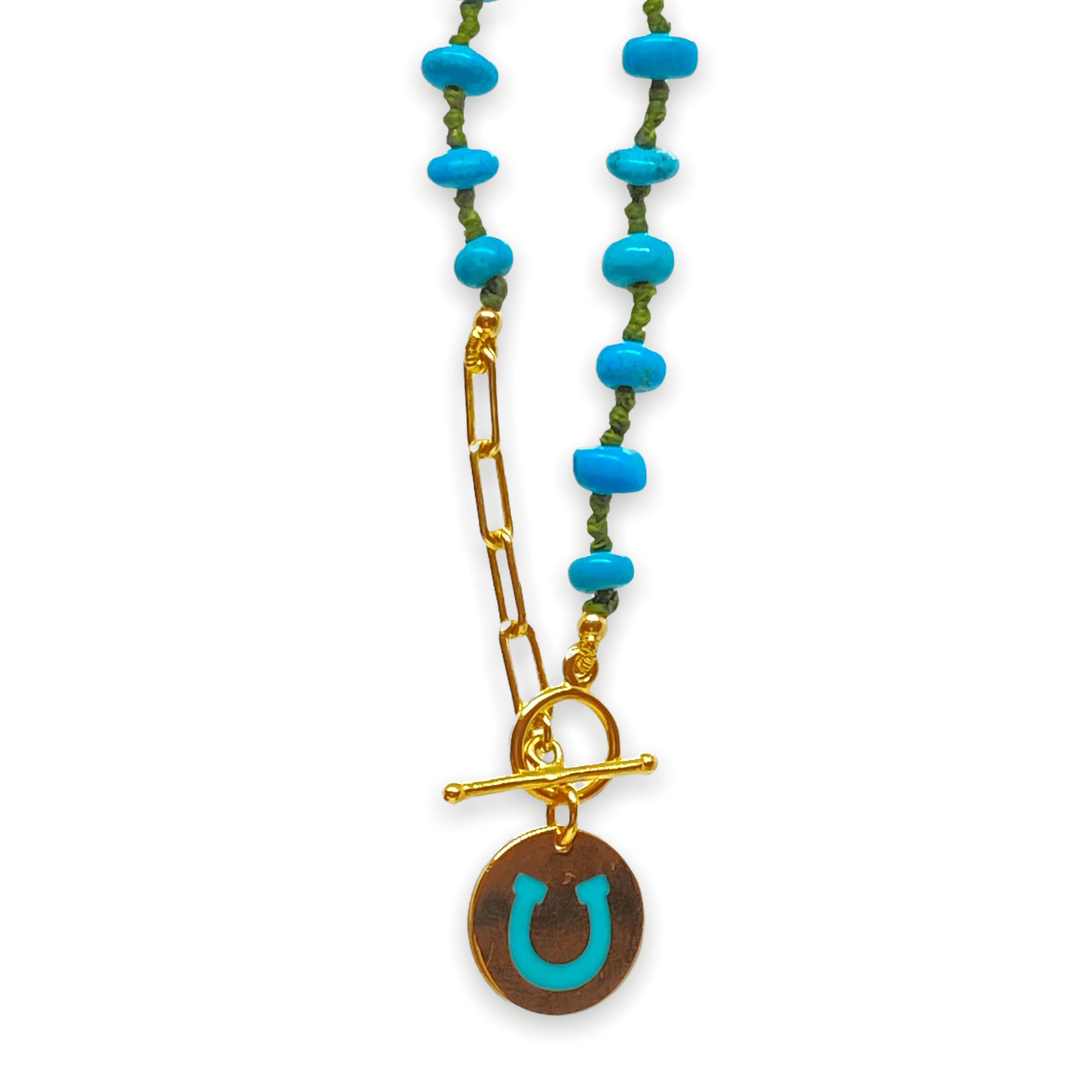 Turquoise lucky charm long necklace — Melina Fachidis (3)