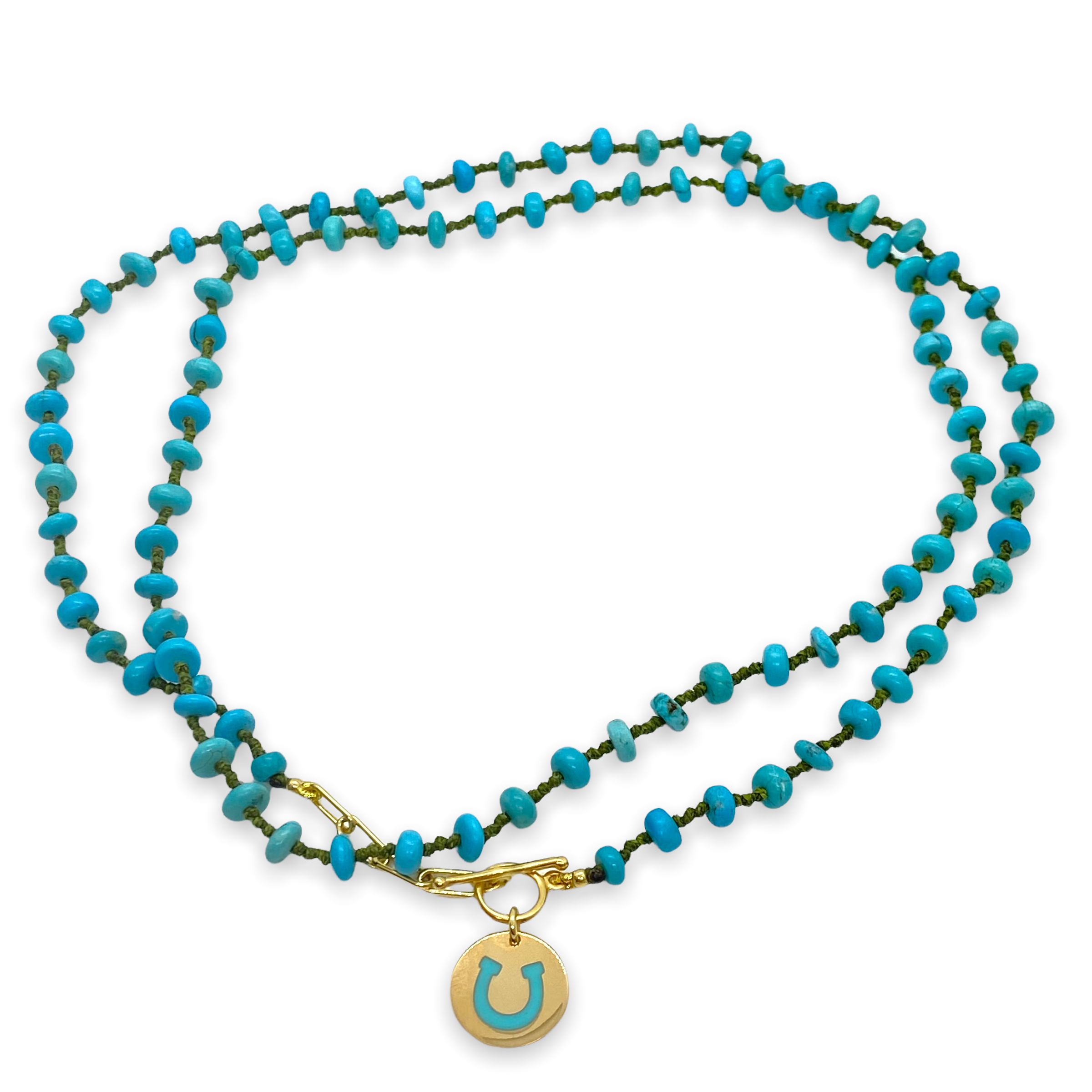 Turquoise lucky charm long necklace — Melina Fachidis (4)