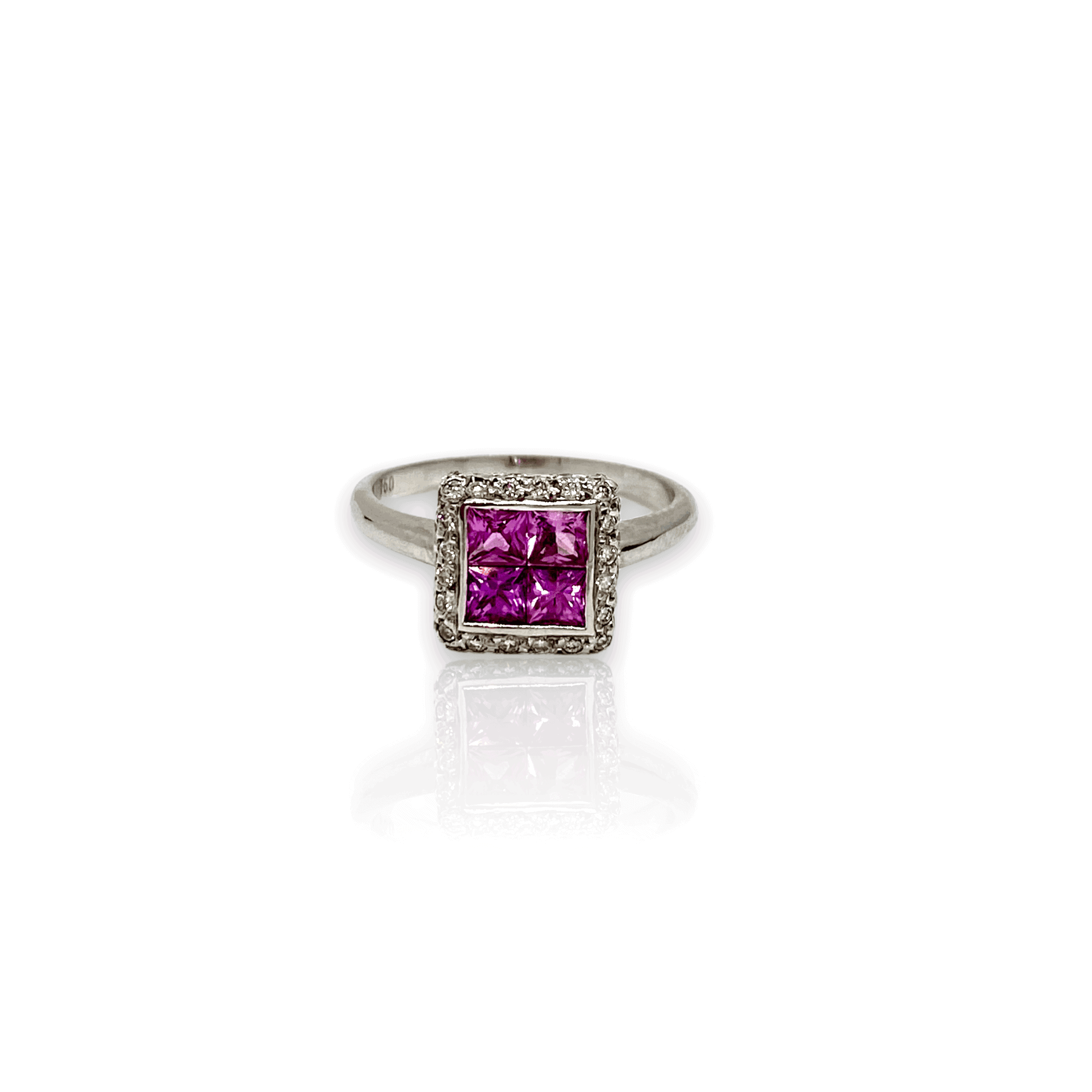 Square princess cut pink sapphires & diamond ring — Melina Fachidis (3)