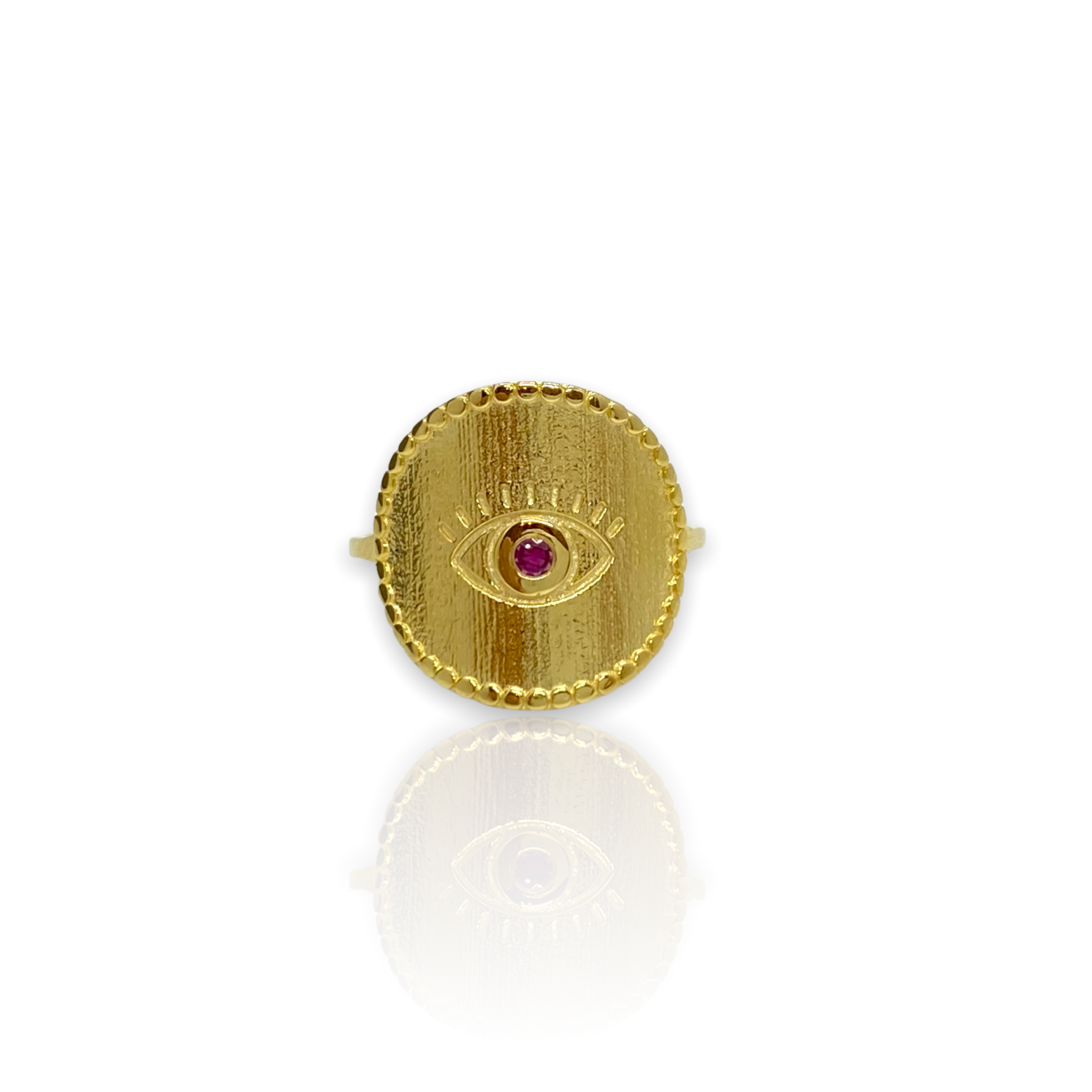 Round solid gold ruby eye ring — Melina Fachidis (3)