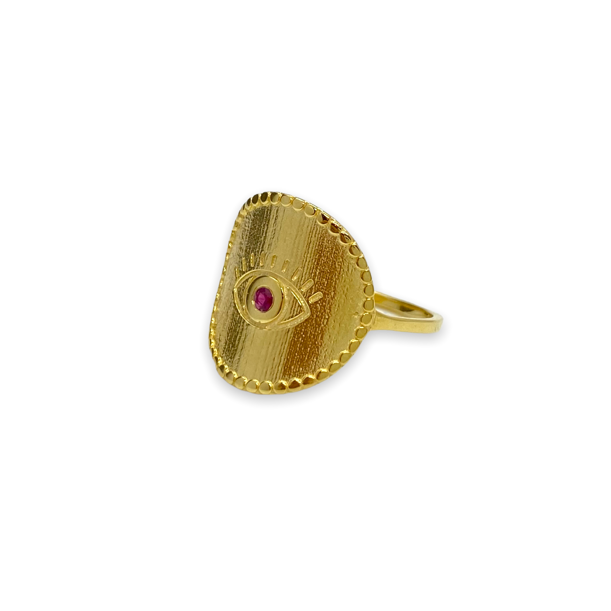 Round solid gold ruby eye ring — Melina Fachidis (4)