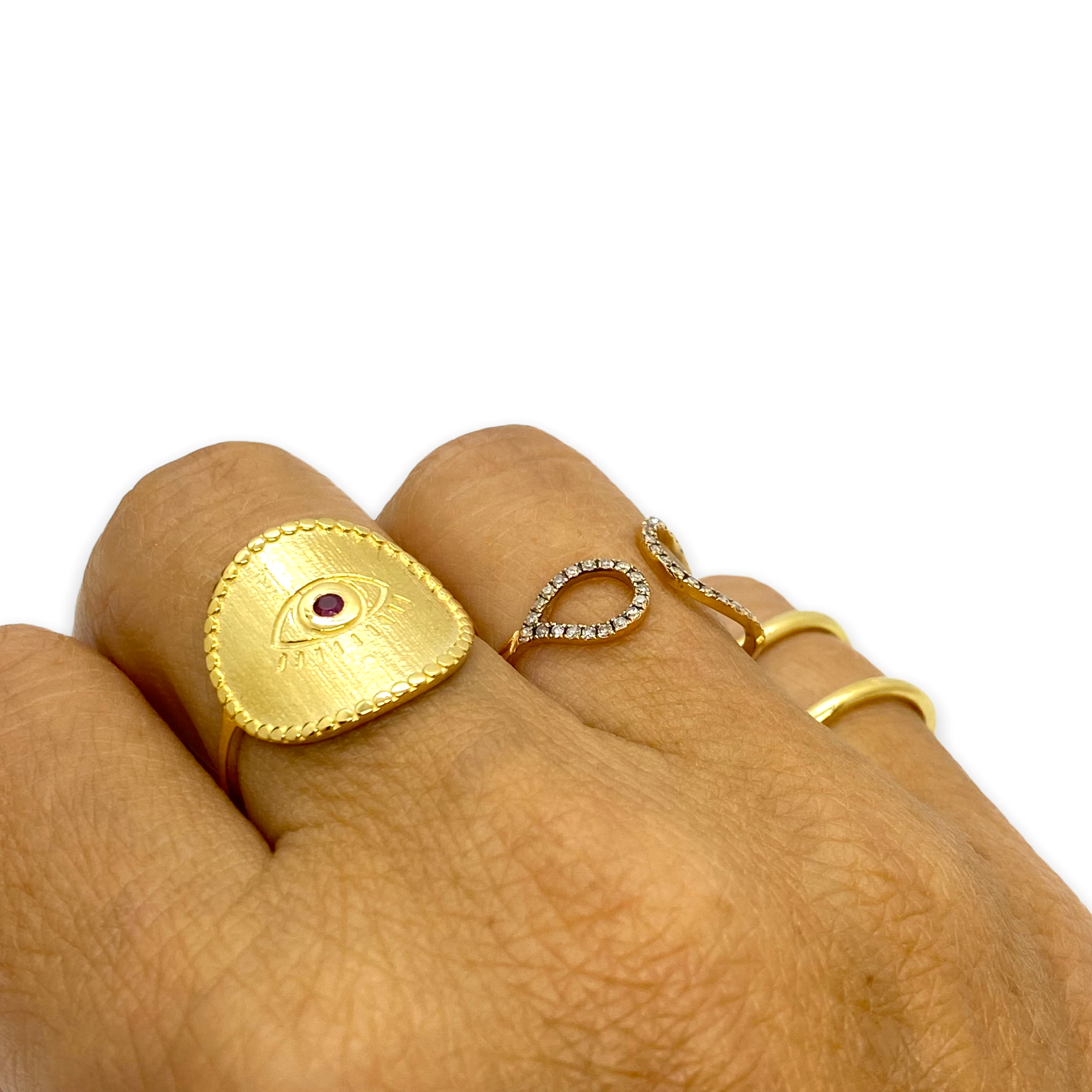 Round solid gold ruby eye ring — Melina Fachidis (5)