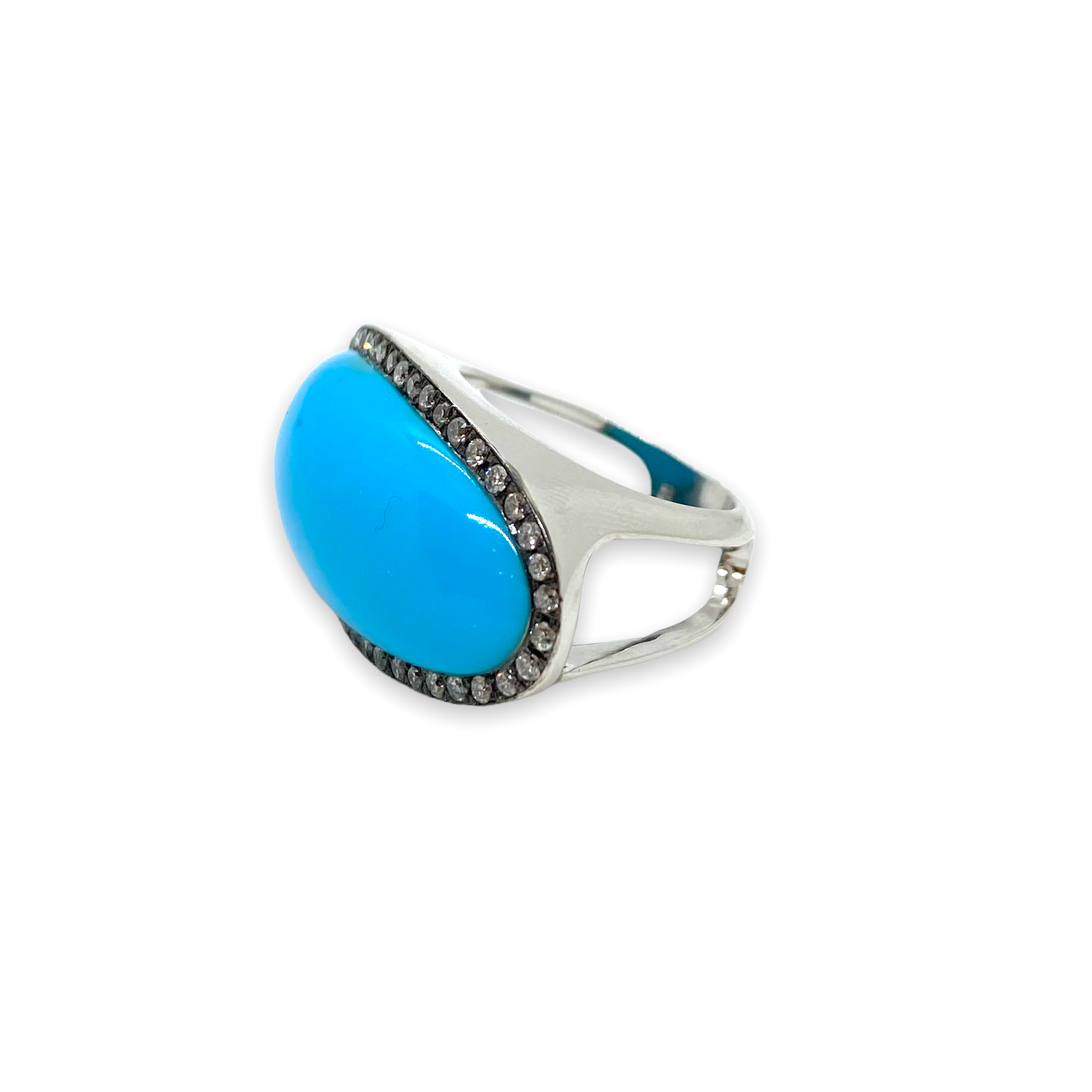 Oval shape turquoise and diamond ring — Melina Fachidis (4)