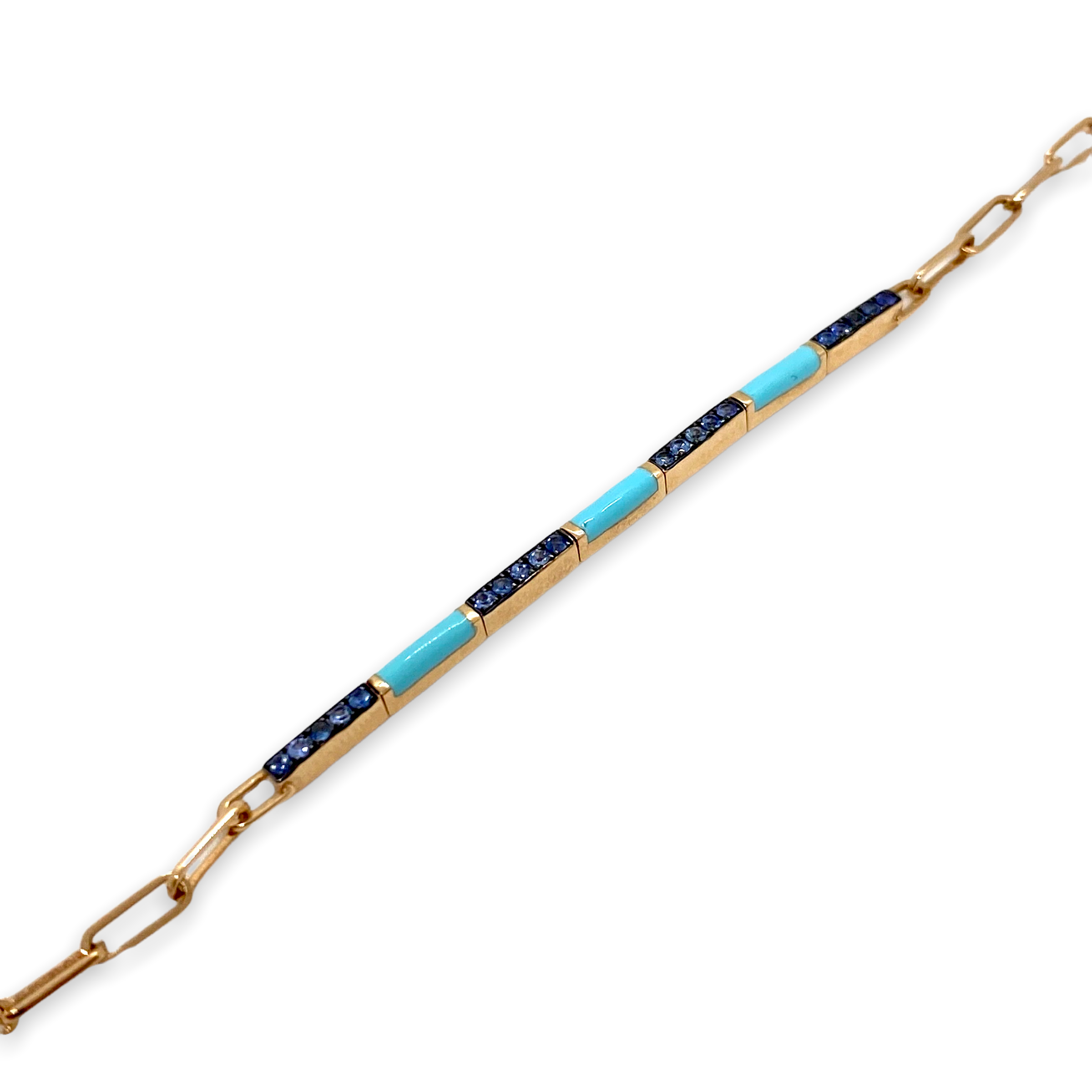 Turquoise and sapphires chain bracelet — Melina Fachidis (3)