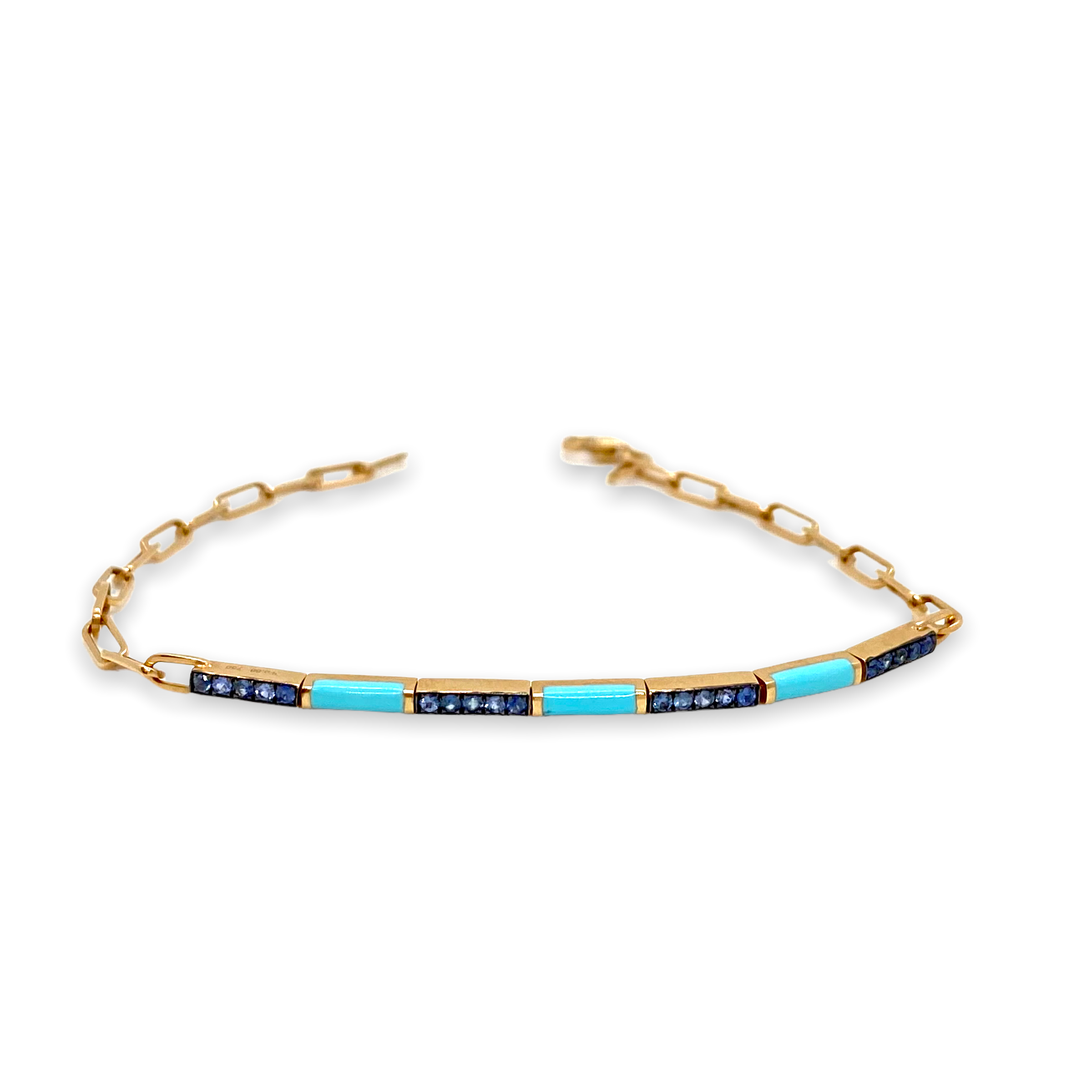 Turquoise and sapphires chain bracelet — Melina Fachidis (2)