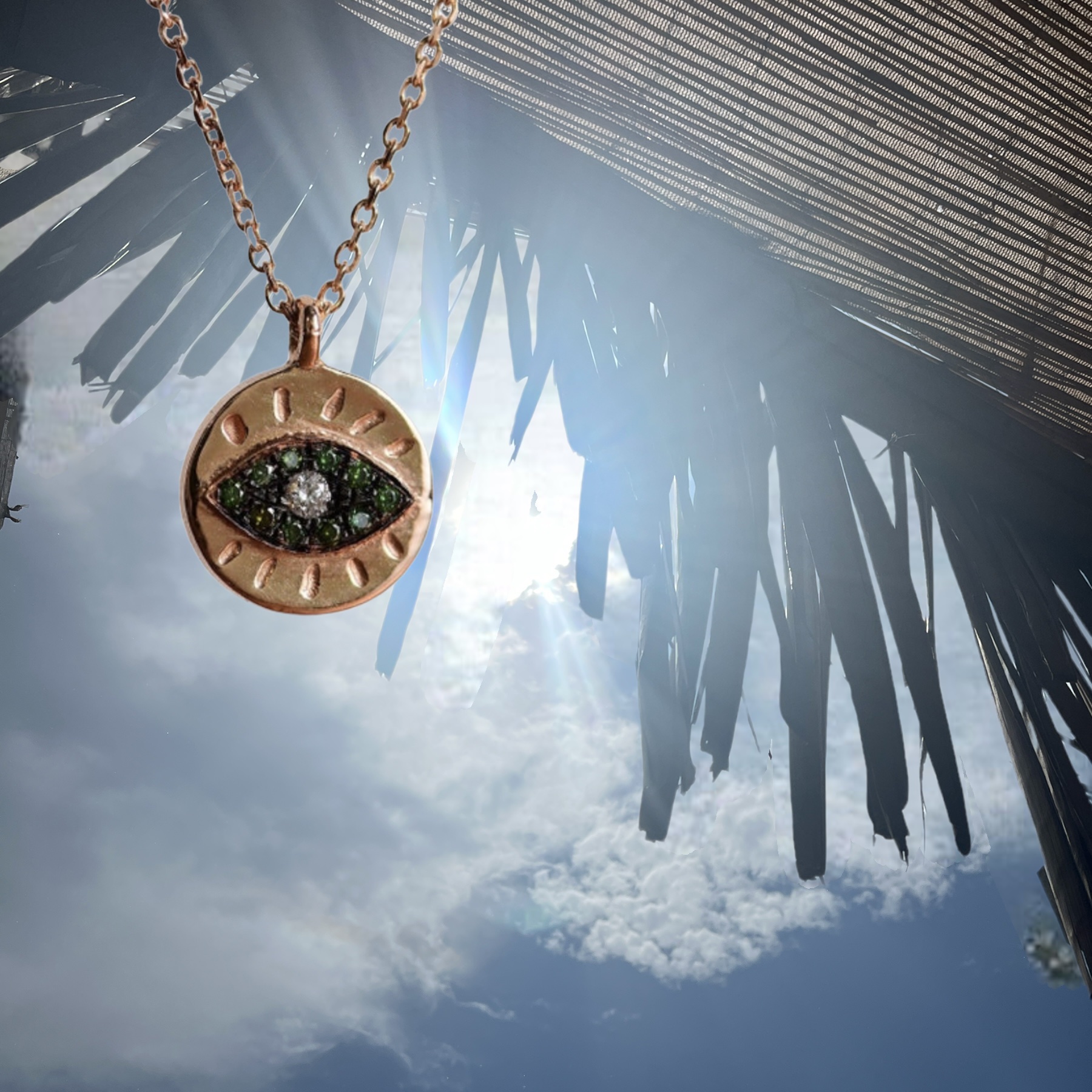 Green diamonds eye pendant — Melina Fachidis (4)