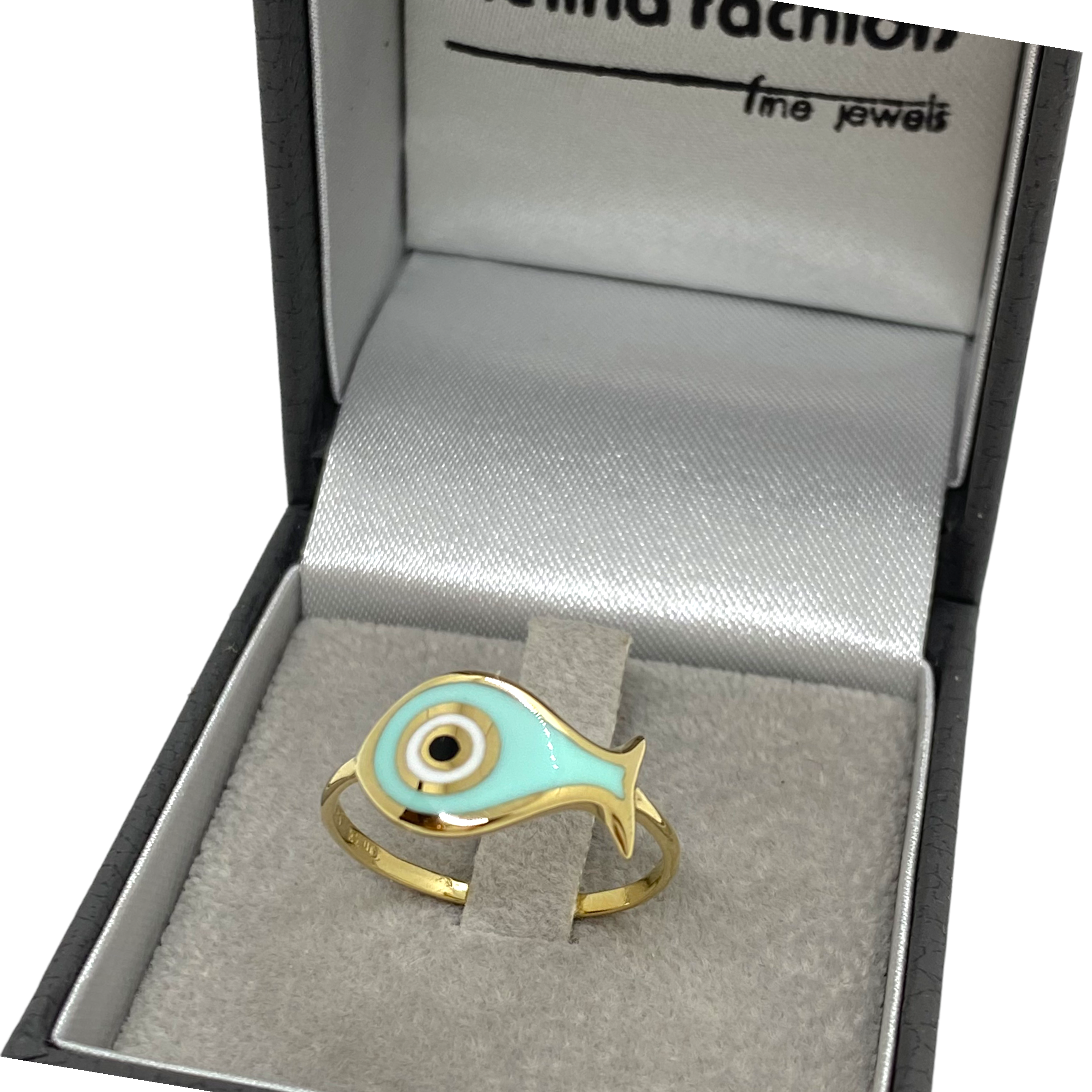 14k yellow gold ring with enamel fish minimal design — Melina Fachidis (4)