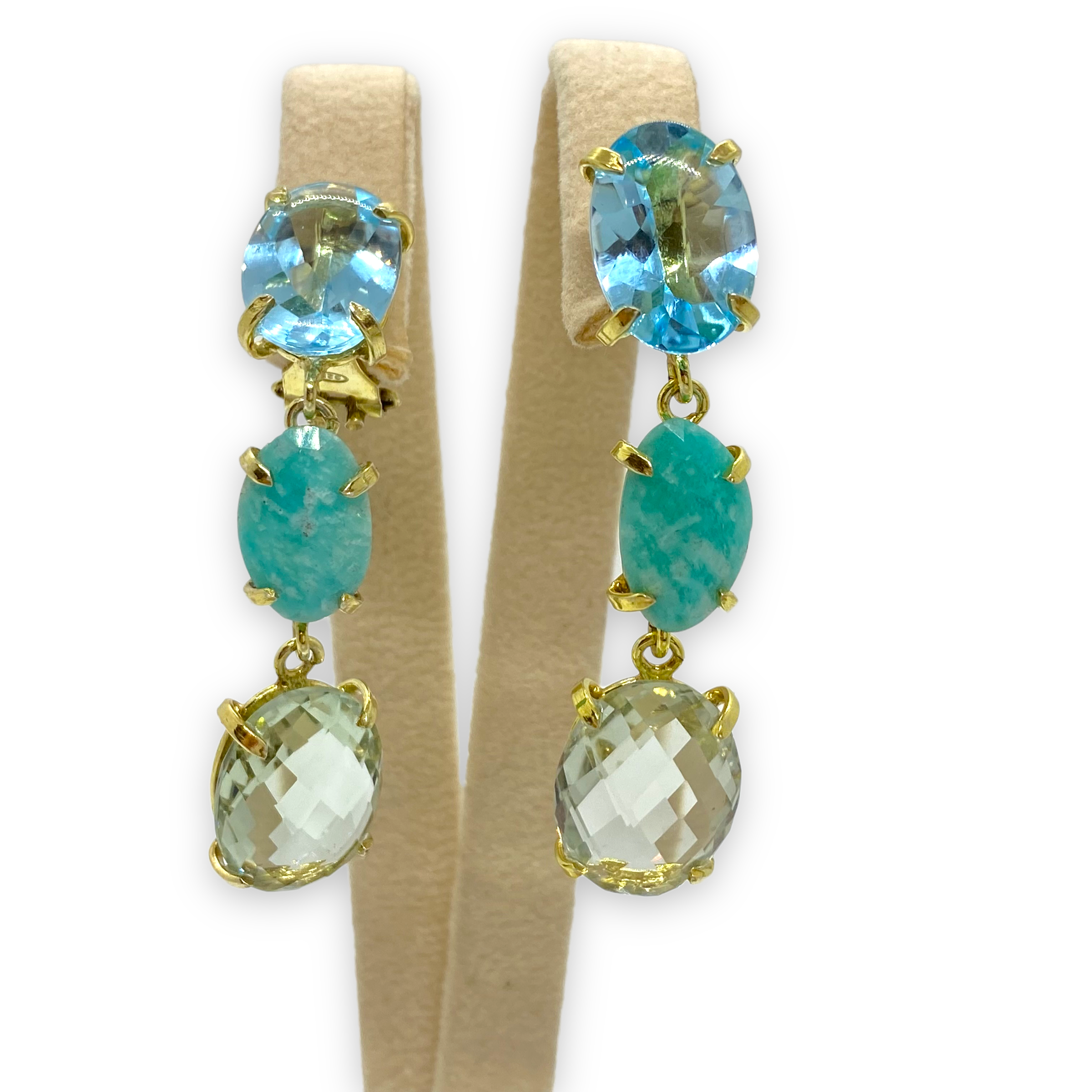 Triple multi colored stones earrings — Melina Fachidis (3)