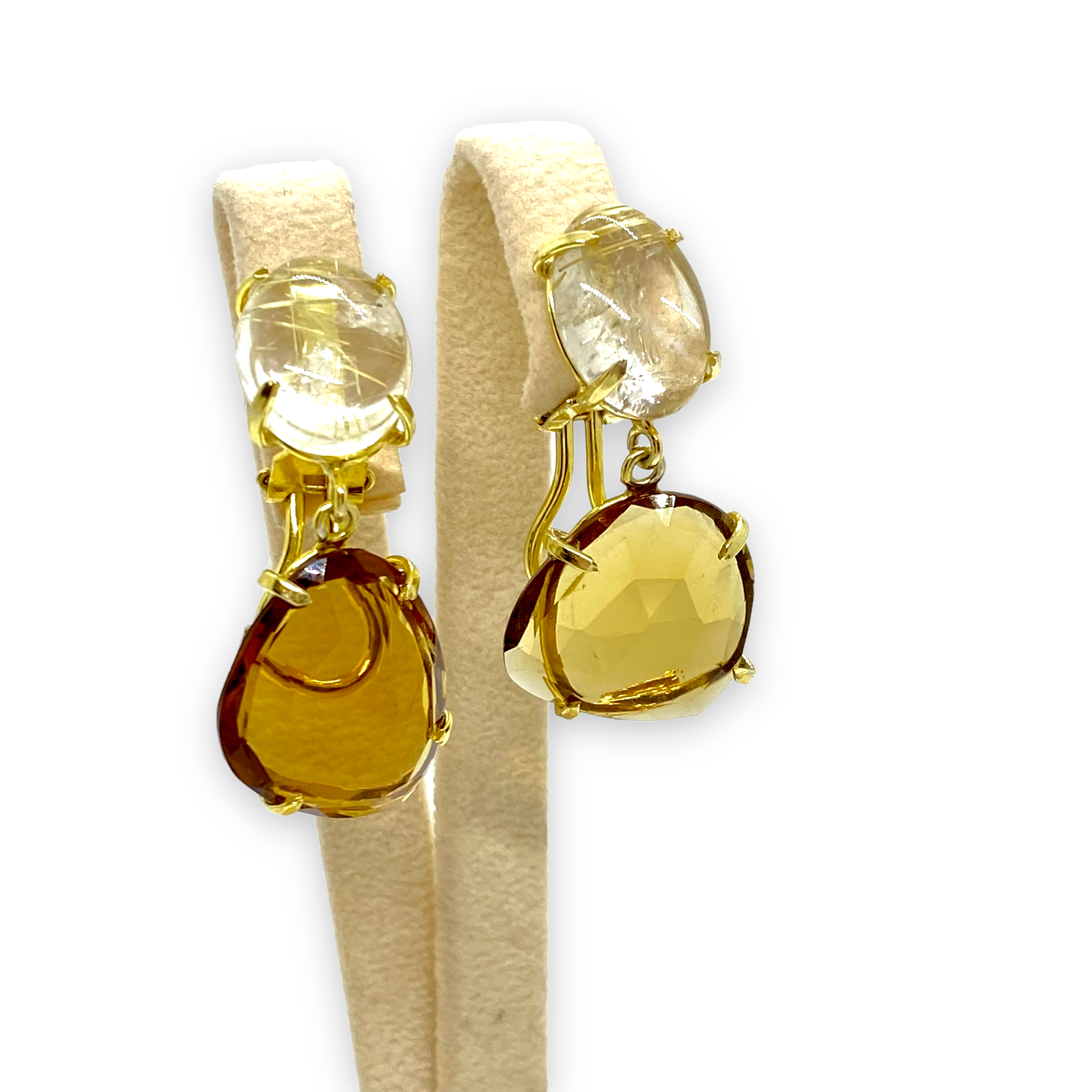 Multi stone earring with citrine rutilated quartz — Melina Fachidis (2)