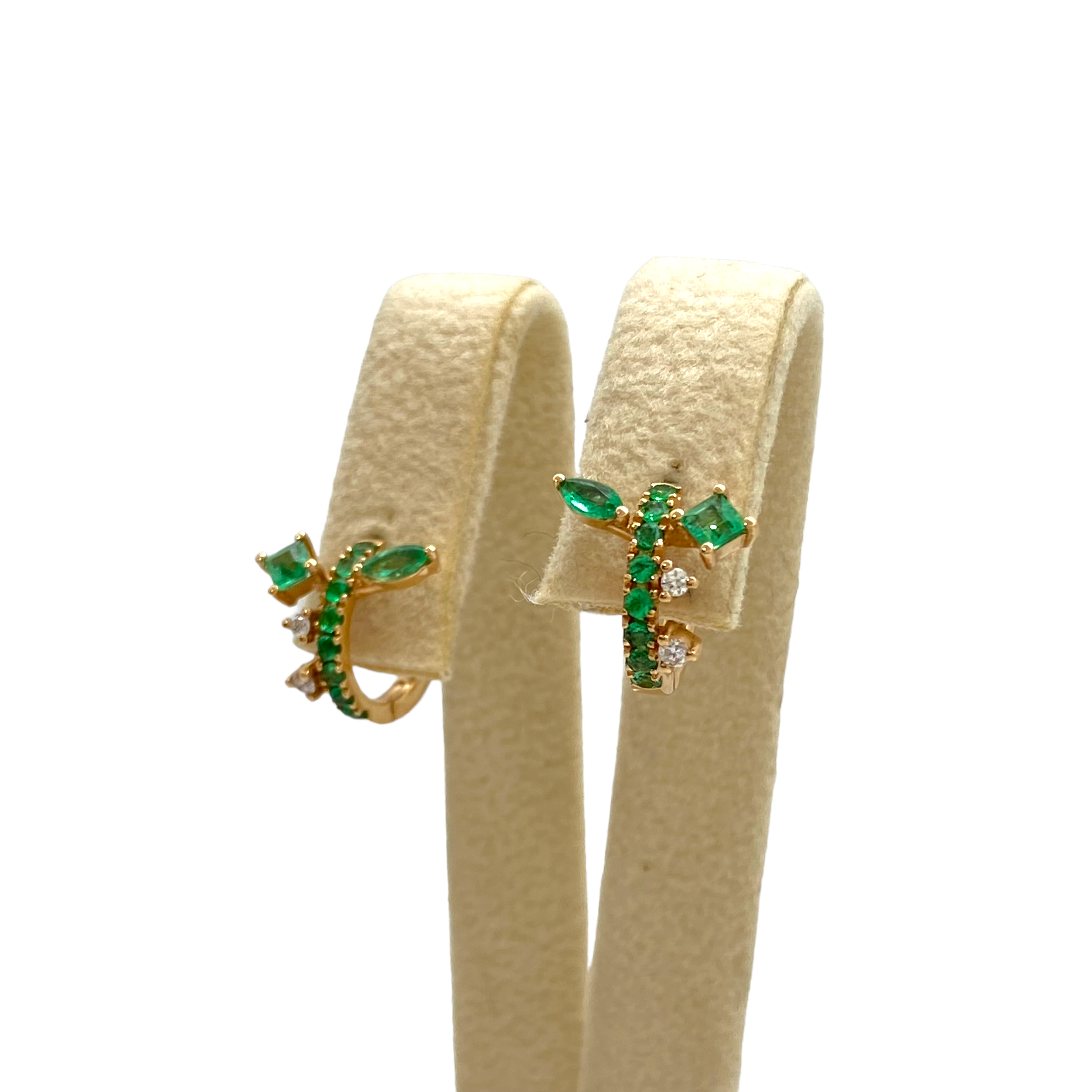 Emerald and diamonds small hoops — Melina Fachidis (6)