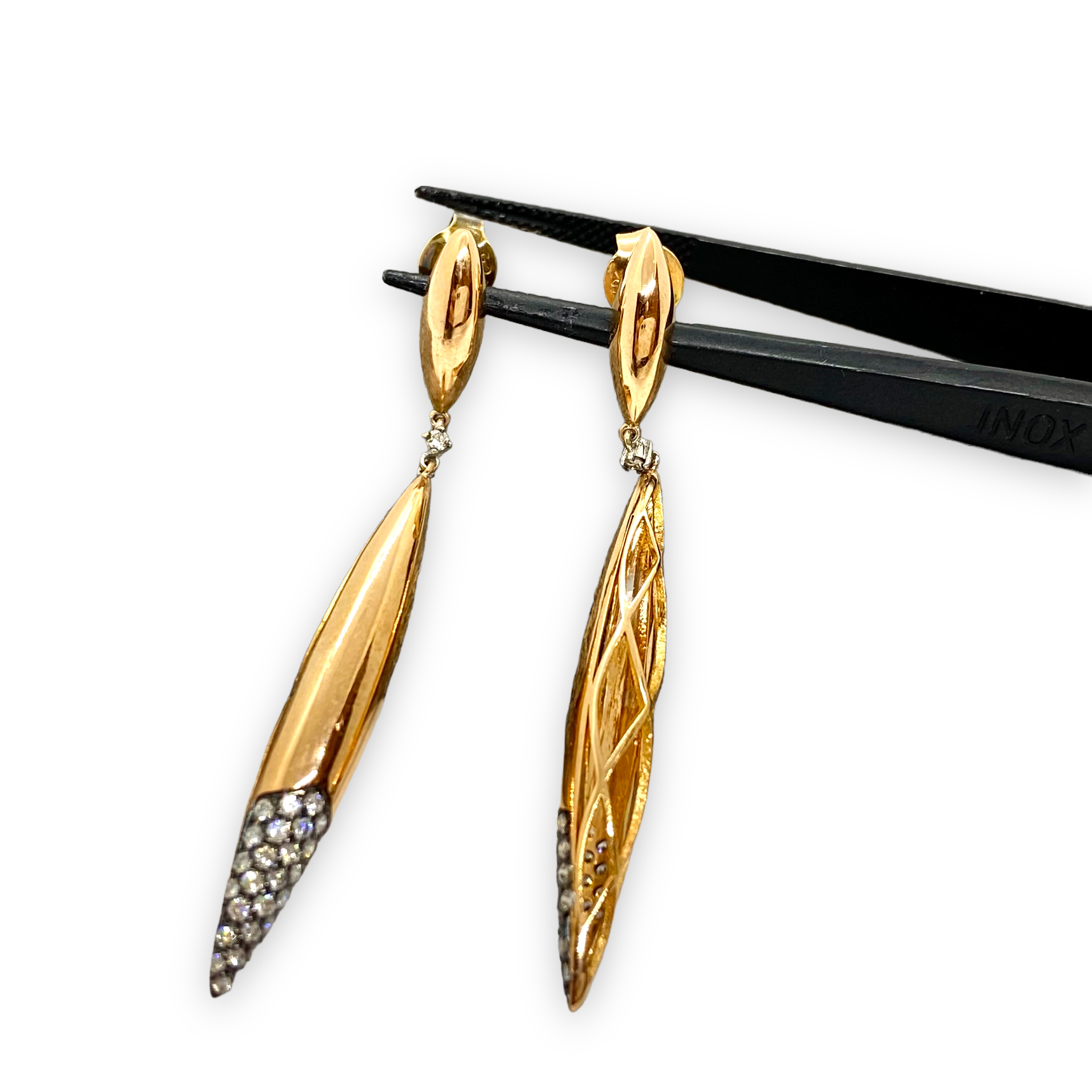 Long shape drop diamond ending earrings — Melina Fachidis (3)