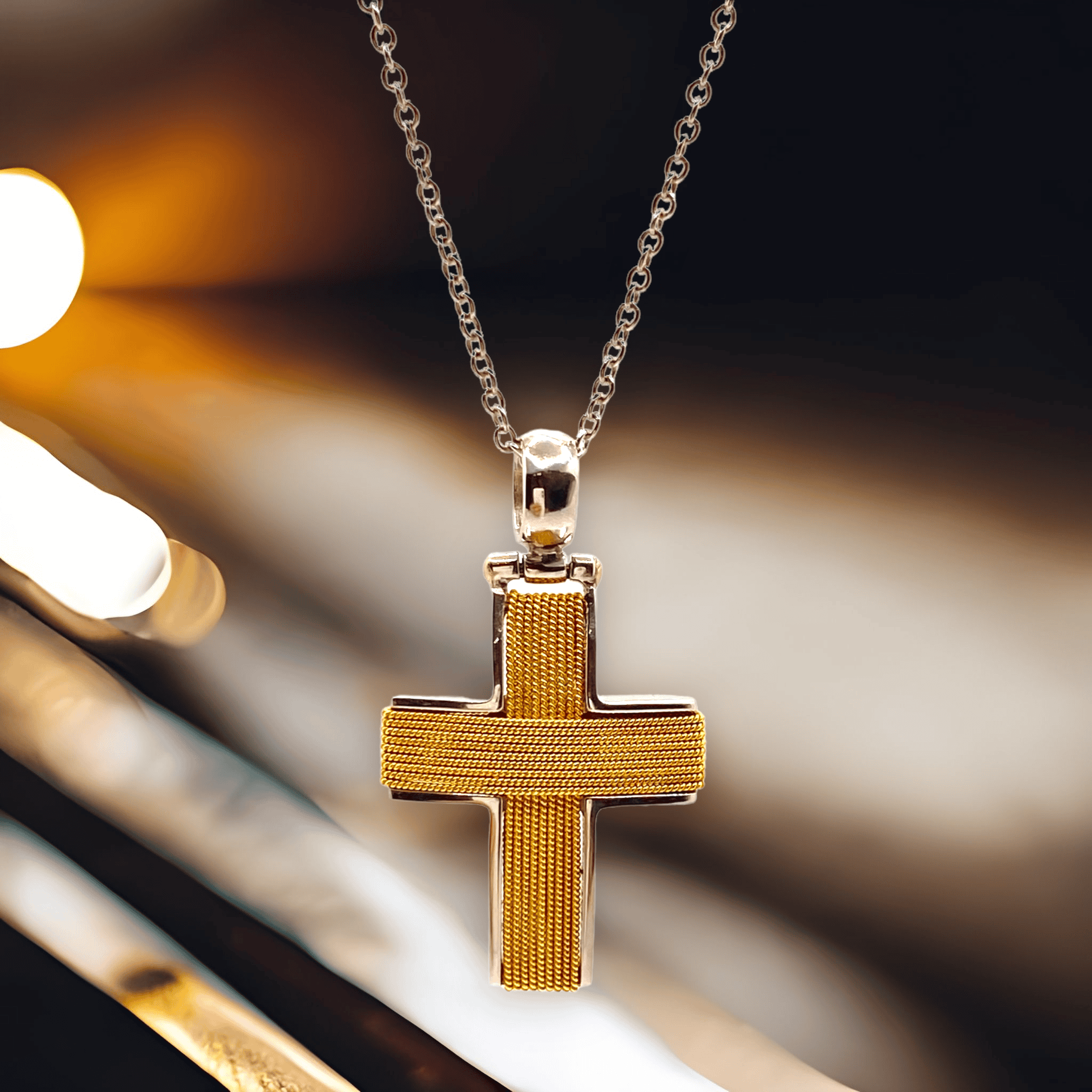 Golden wire solid gold cross — Melina Fachidis (3)