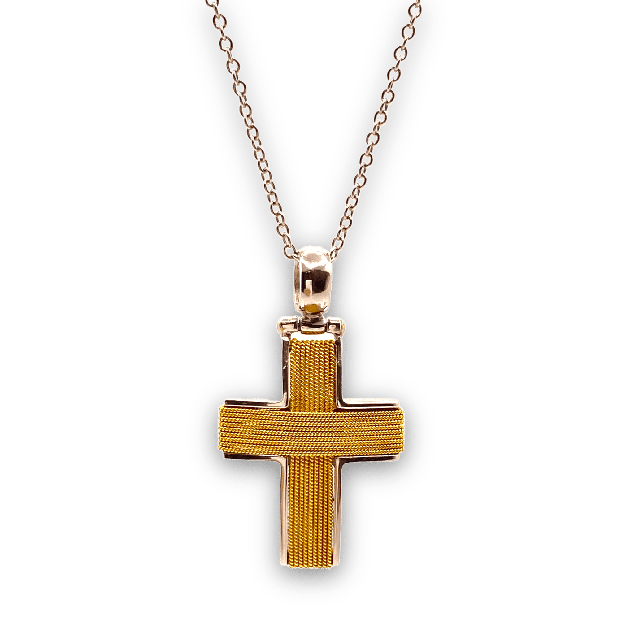 Golden wire solid gold cross — Melina Fachidis