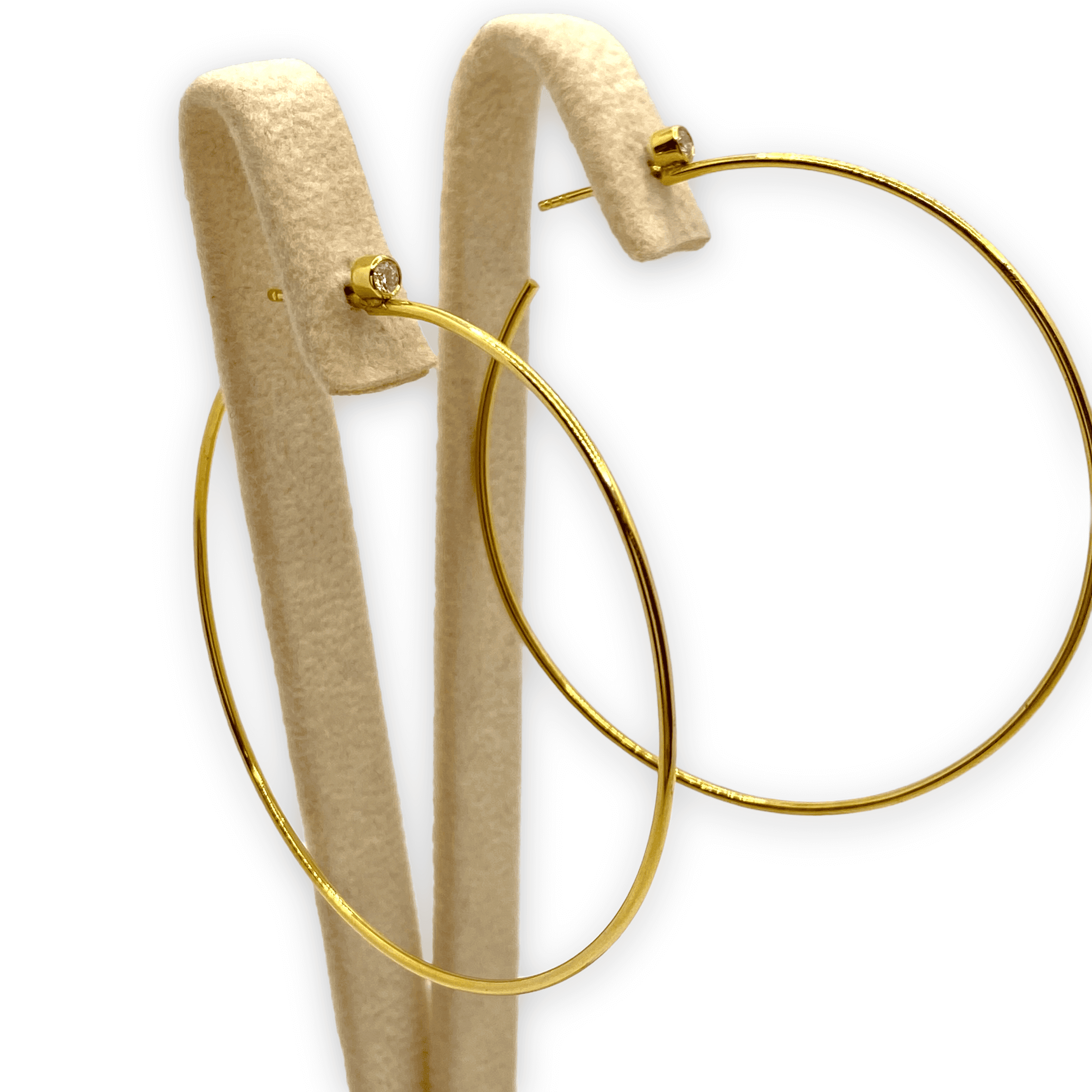 Yellow gold one diamond large hoops — Melina Fachidis (4)