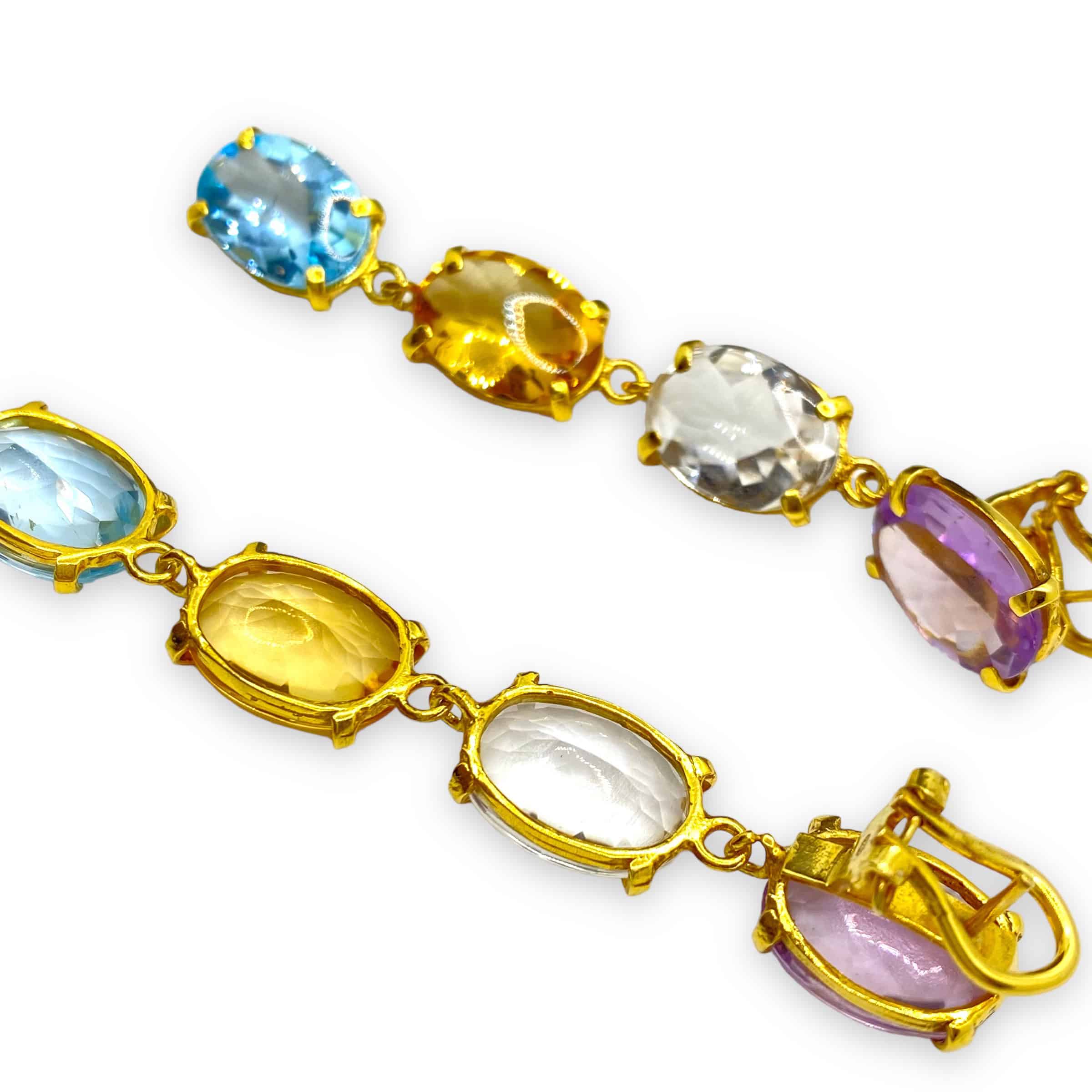 Four stone multicoloured long earrings — Melina Fachidis (4)