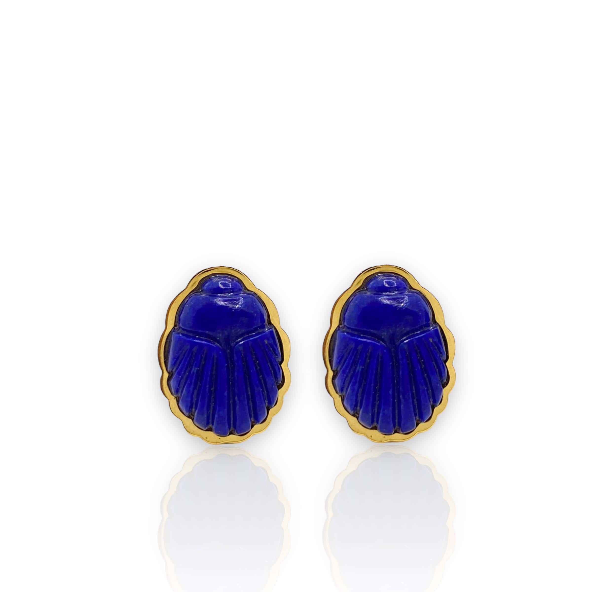 Lapis lazuli carved scarab unisex cufflinks — Melina Fachidis (2)