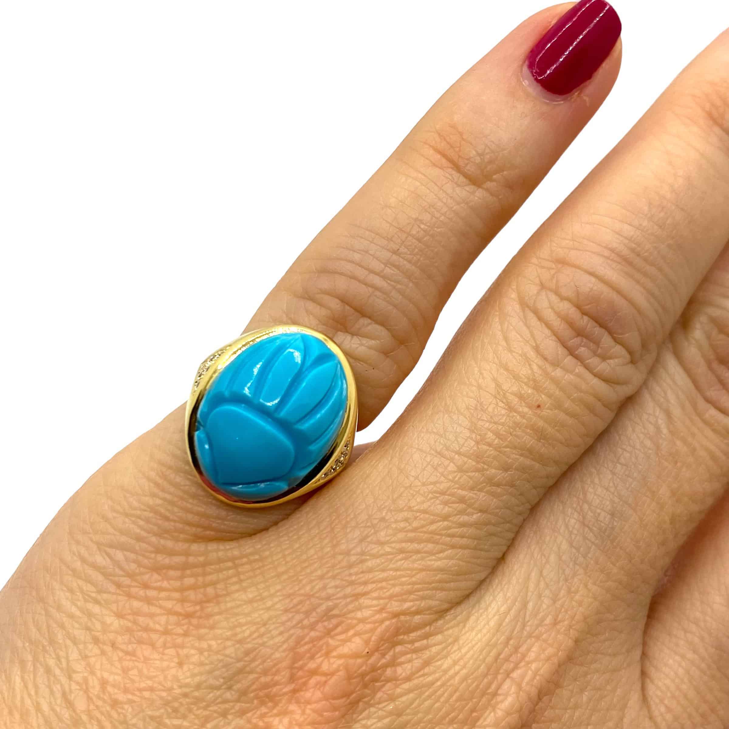 Turquoise scarab pinky ring — Melina Fachidis (6)