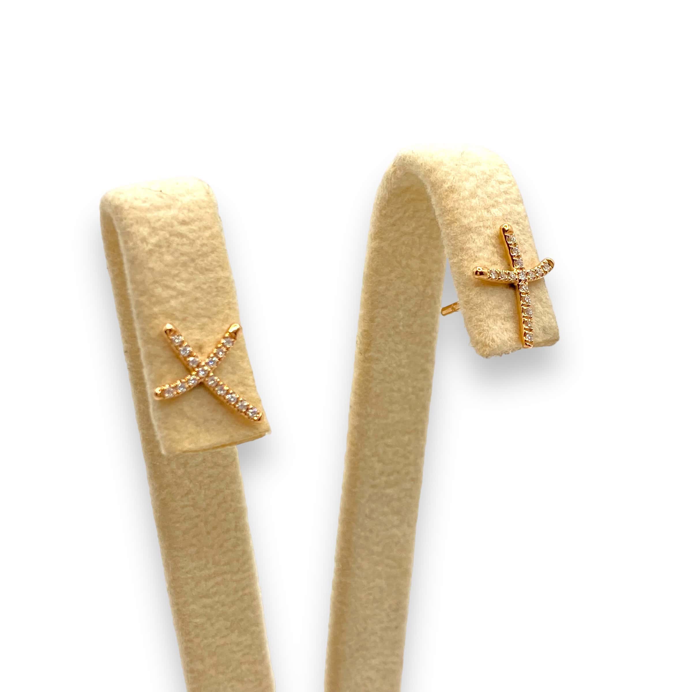 Diamond cross stud earrings — Melina Fachidis (4)