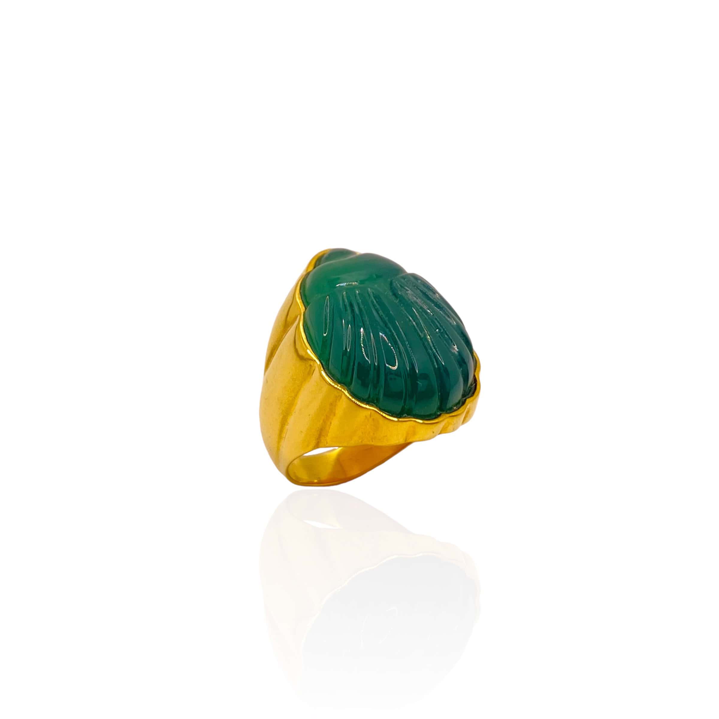 Green scarab unisex signet ring — Melina Fachidis (3)