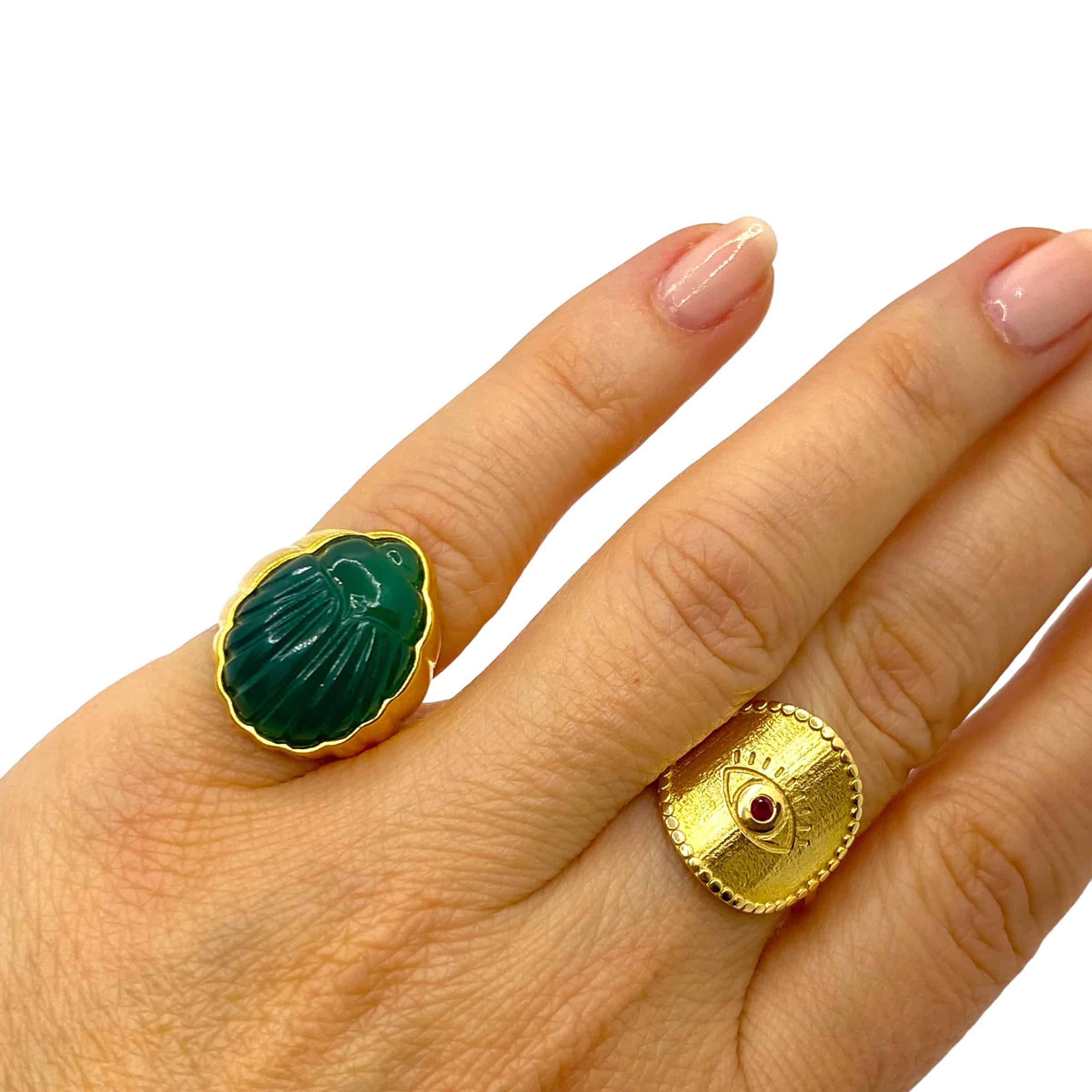 Green scarab unisex signet ring — Melina Fachidis (4)