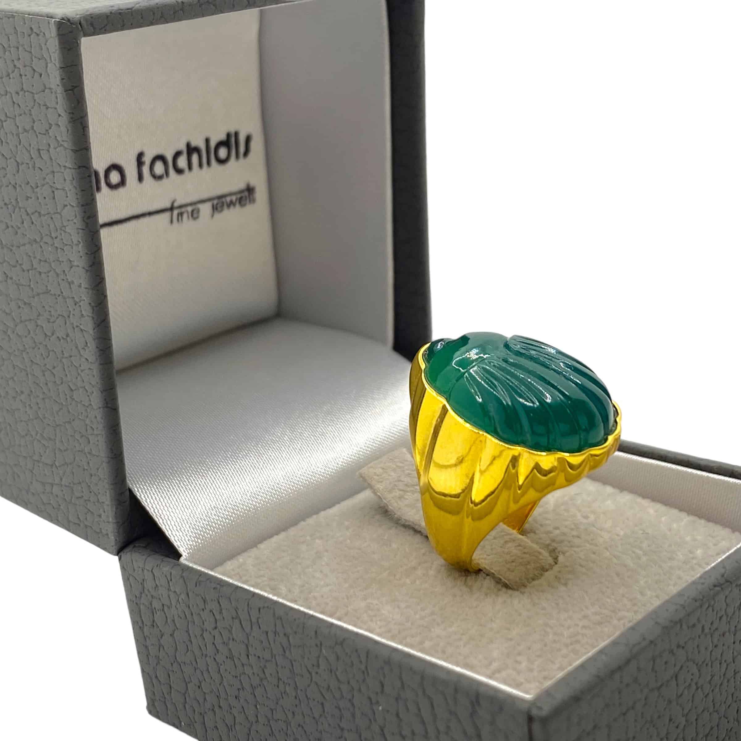 Green scarab unisex signet ring — Melina Fachidis (6)