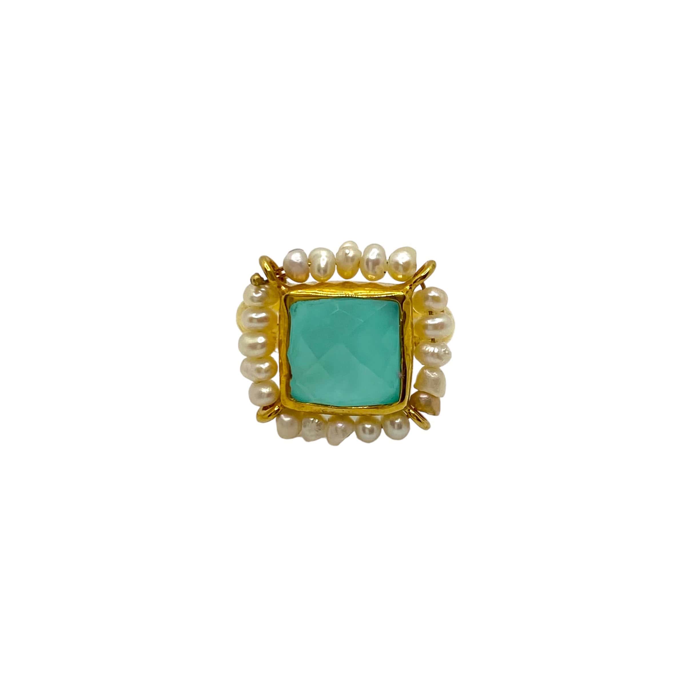 Chalcedony quartz-pearl ring — Melina Fachidis (4)