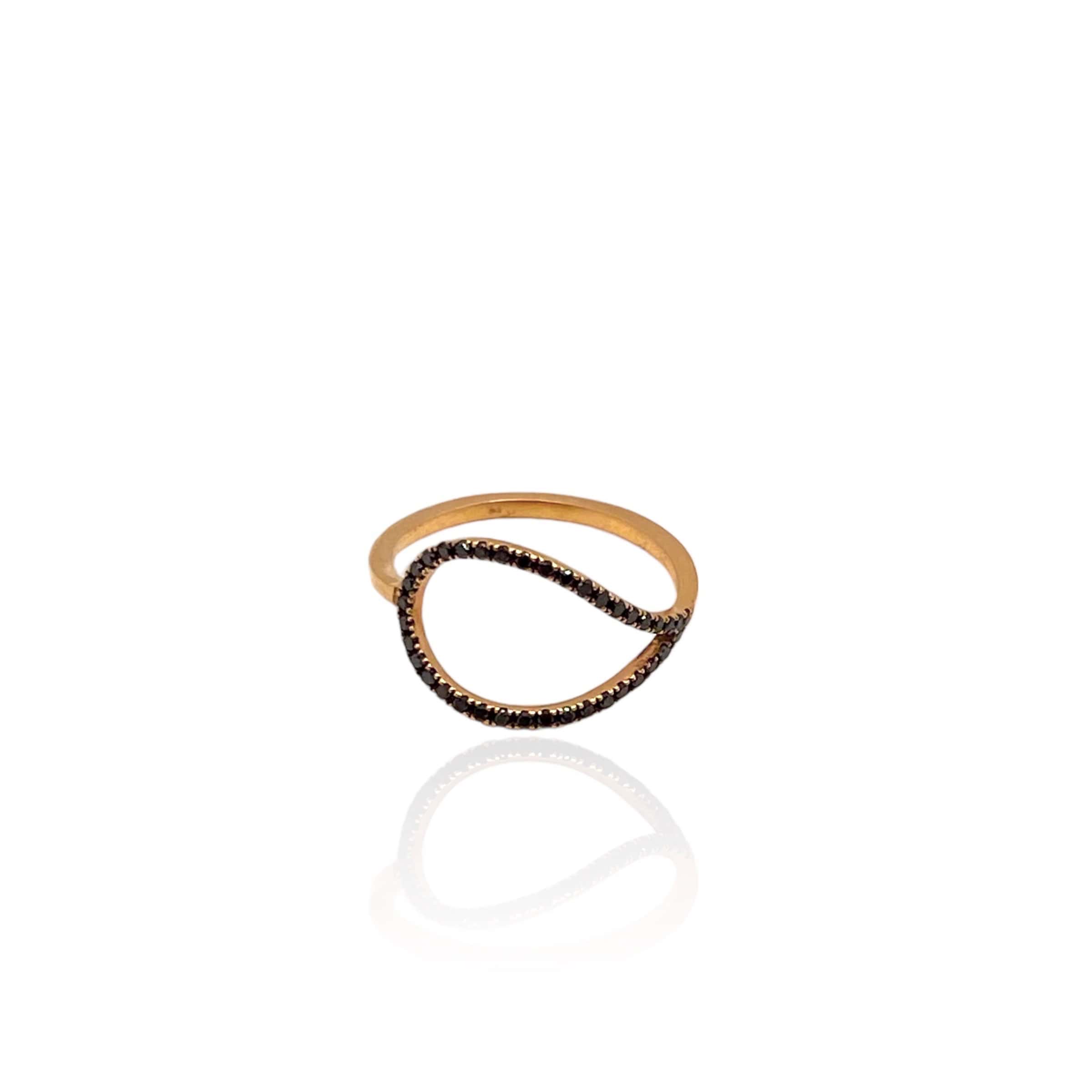Black diamond drop-shaped pinky ring — Melina Fachidis (2)
