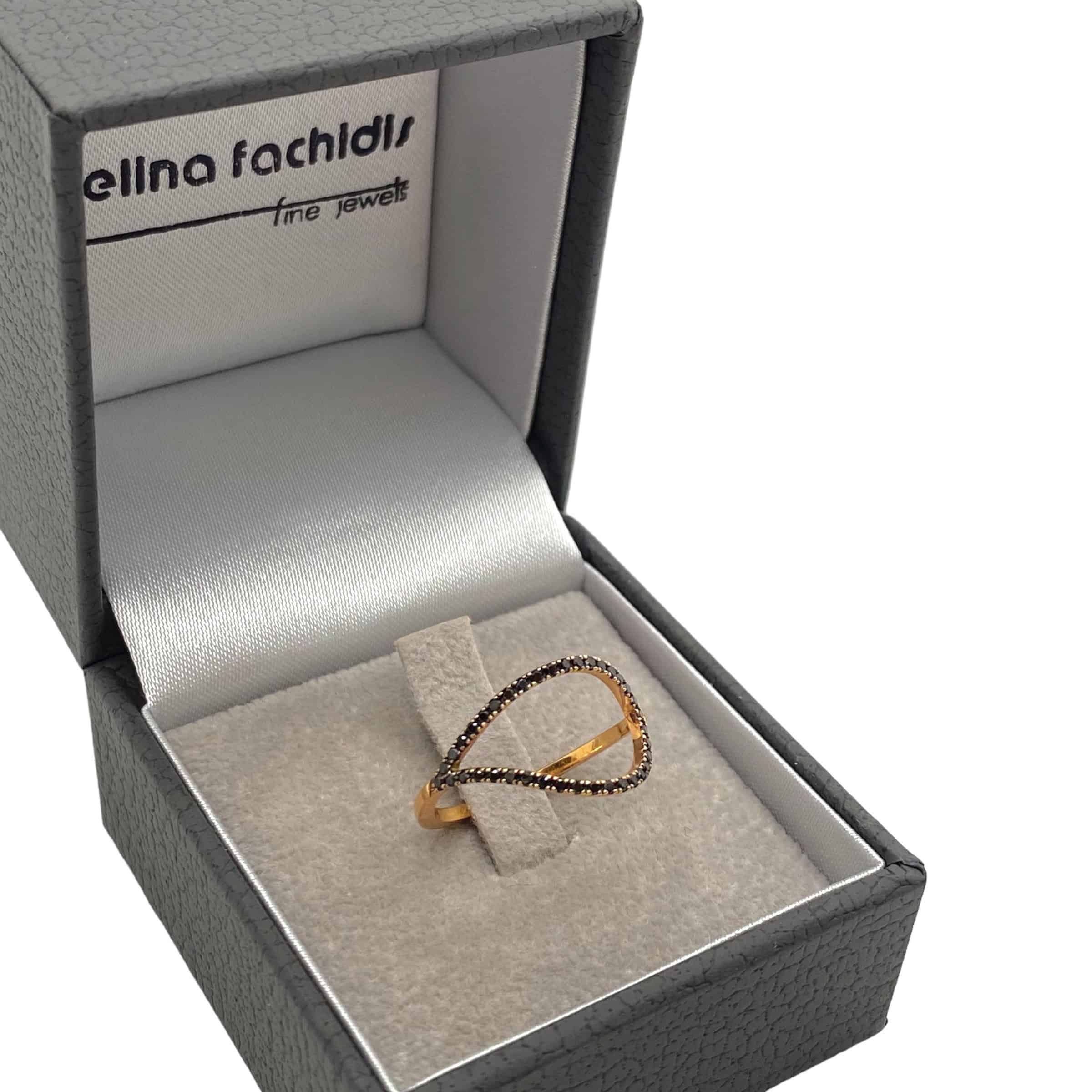 Black diamond drop-shaped pinky ring — Melina Fachidis (4)